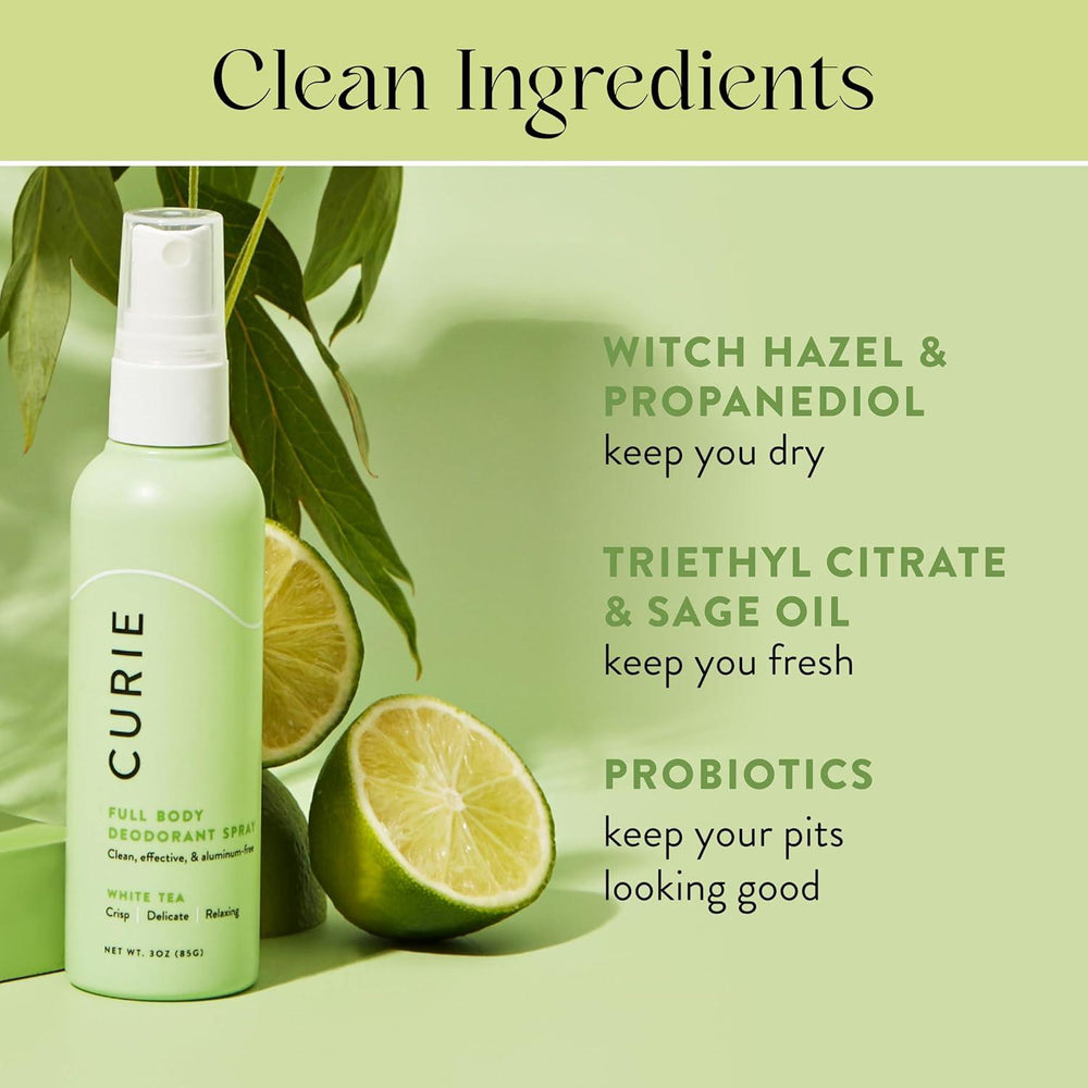 Curie Whole Body Deodorant Spray - White Tea: Aluminum-Free, Paraben-Free Clean Deodorant - View 2
