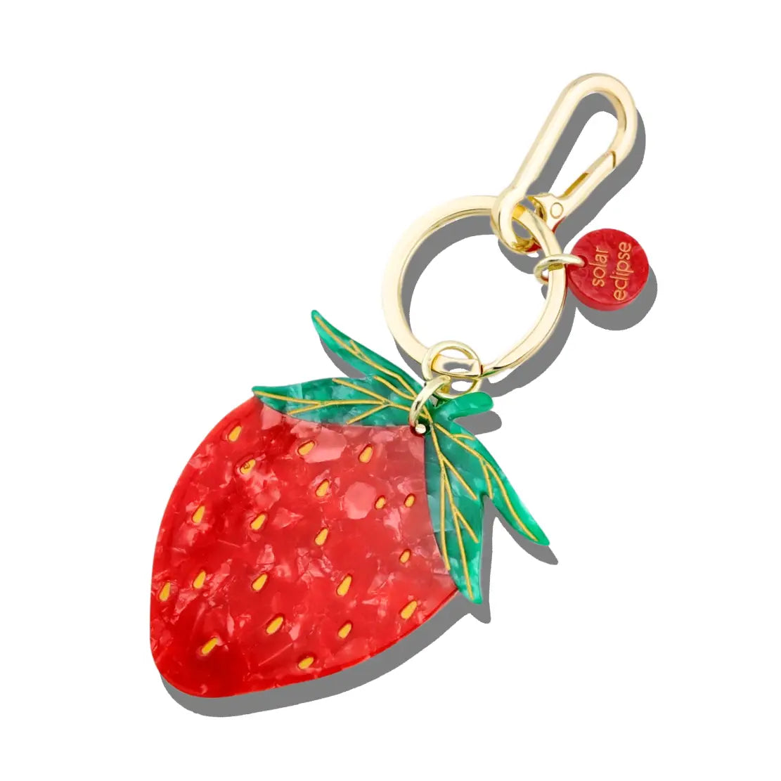 Solar Eclipse Hand-painted Strawberry Bag Charm + Keychain | Eco-Friendly