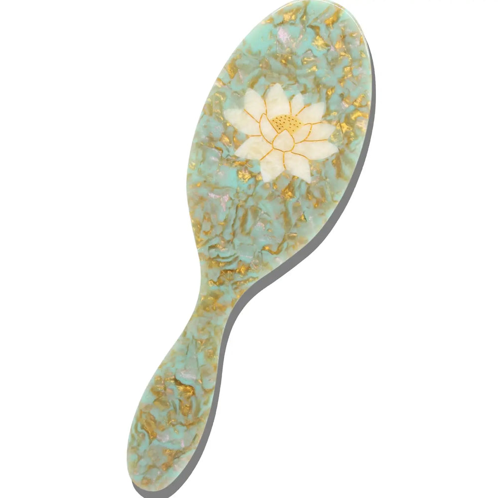 Solar Eclipse Hand-Painted Full Size Hair Brush - Lotus Flower | Eco-Friendly - View 2