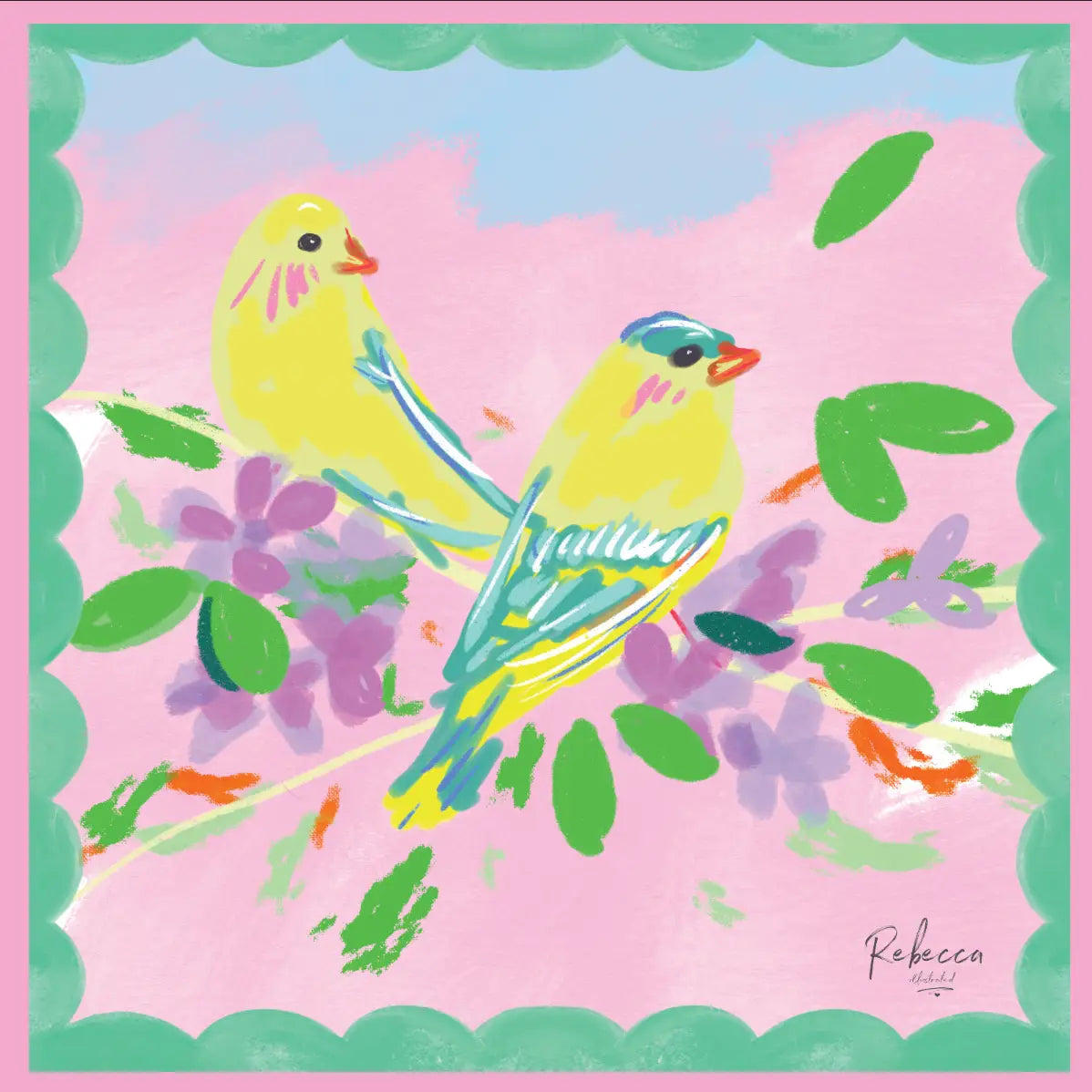 Canaries Mahjong Mat by Rebecca Illustrated