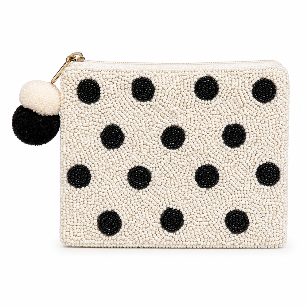 Polka Dots Beaded Pouch - View 1