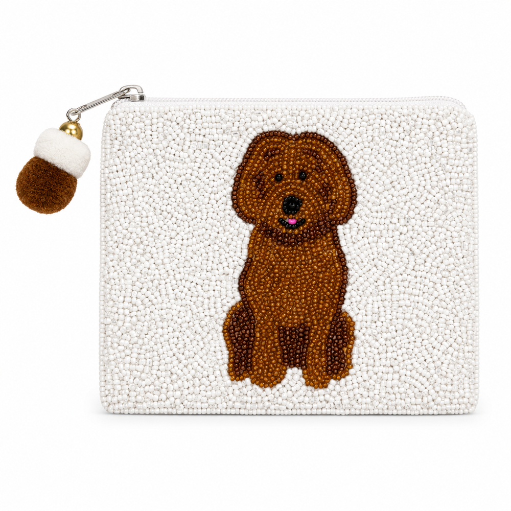 Golden Doodle Beaded Pouch - View 1