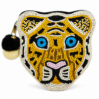 Tiger Face Beaded Pouch