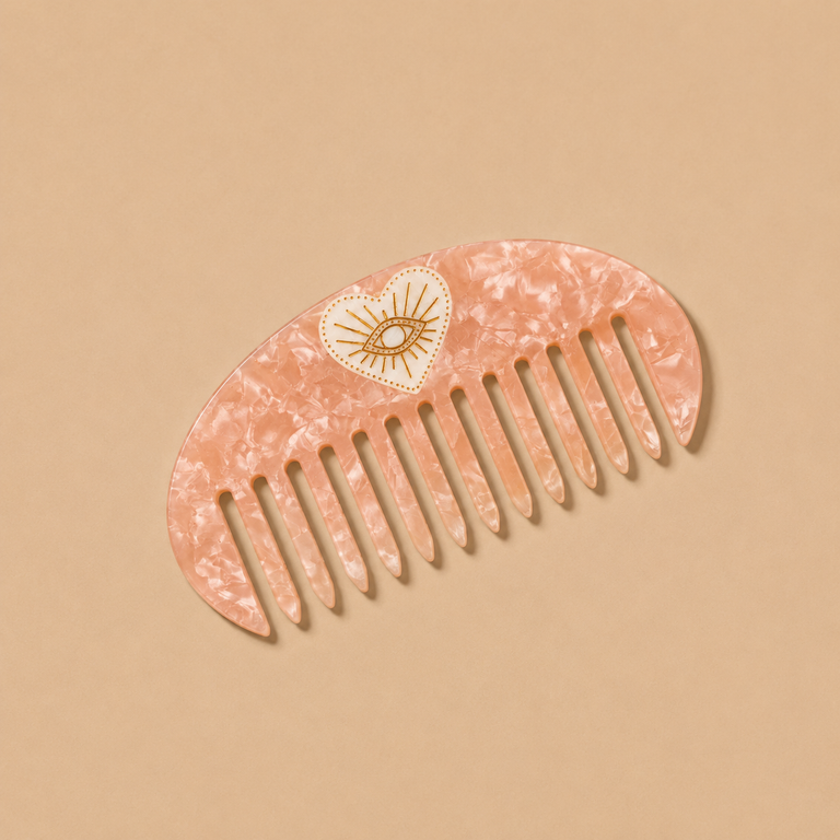 Solar Eclipse Hand-painted Celestial Heart Gua Sha Treatment Comb | Eco-Friendly