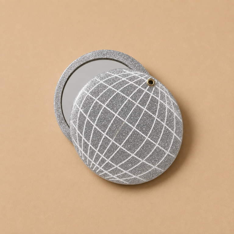 Solar Eclipse Hand-Painted Disco Ball Compact Mirror