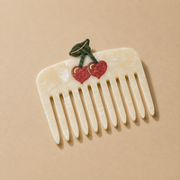 Solar Eclipse Hand-painted Cherry Hearts Pocket Comb