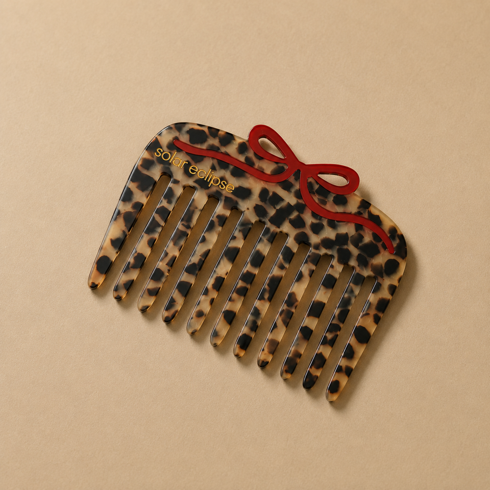Solar Eclipse Hand-painted Leopard Bow Pocket Hair Comb | Eco-Friendly - View 1