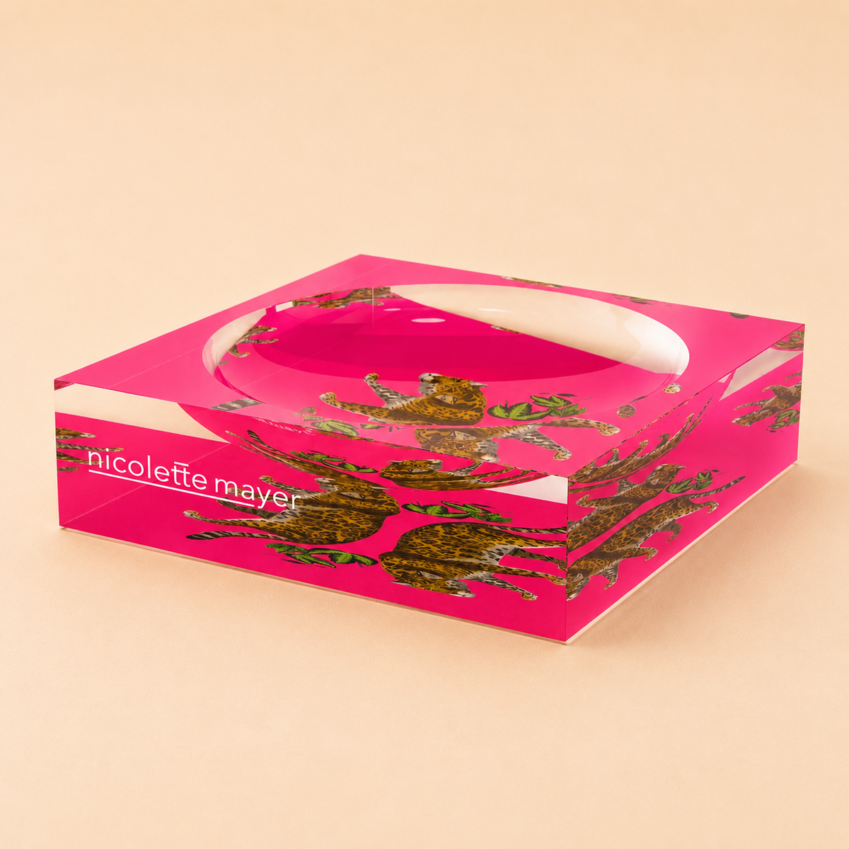 Nicolette Meyer Acrylic Catchall Dish - "Hot Pink Leopard"