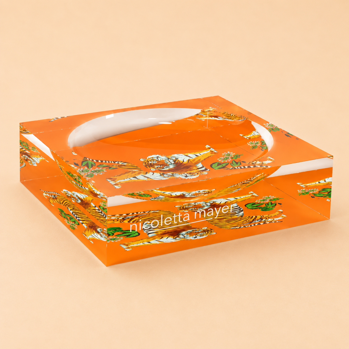 Nicolette Meyer Acrylic Catchall Dish - "Orange Tiger"