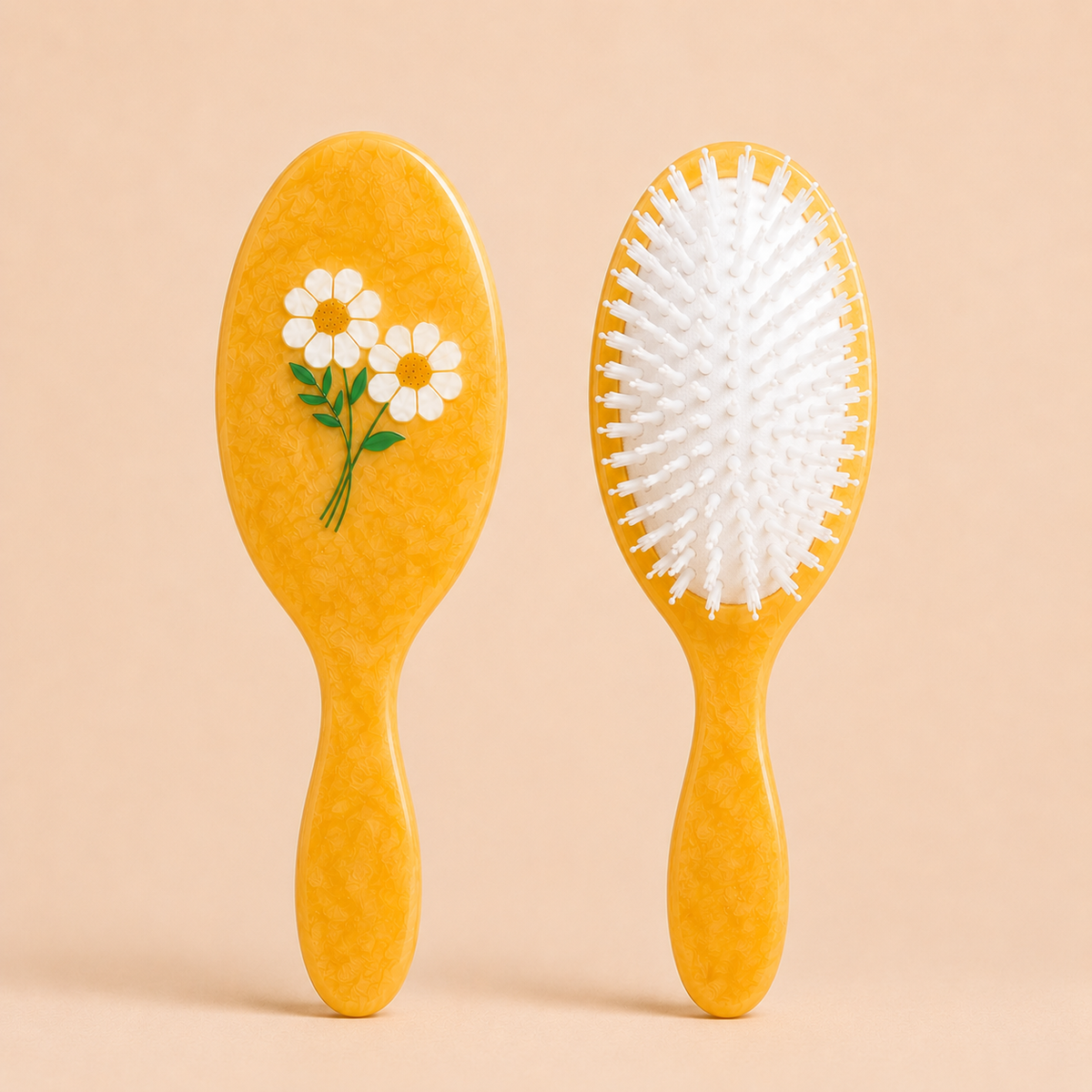 Solar Eclipse Hand-Painted Daisy Stem Amazing Hair Day Brush | Eco-Friendly