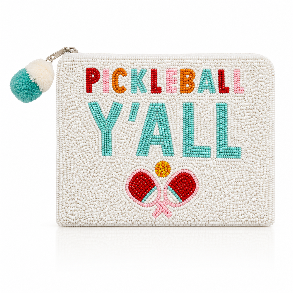 "Pickleball Y'all" Beaded Coin Pouch - View 1