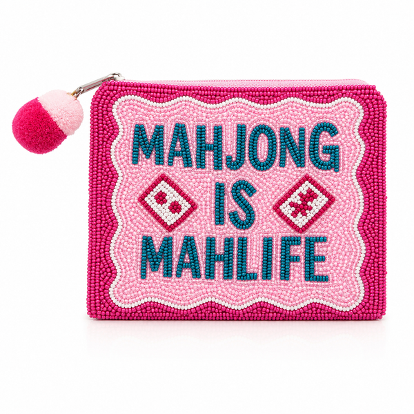 Mahjong Is Mahlife Beaded Coin Pouch