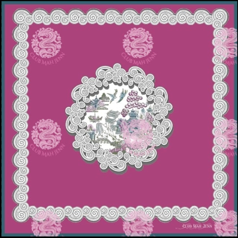 D'or Chinoise Leatherette Mahjong Mat (Magenta) by Club Mah Jenn**PREORDER**