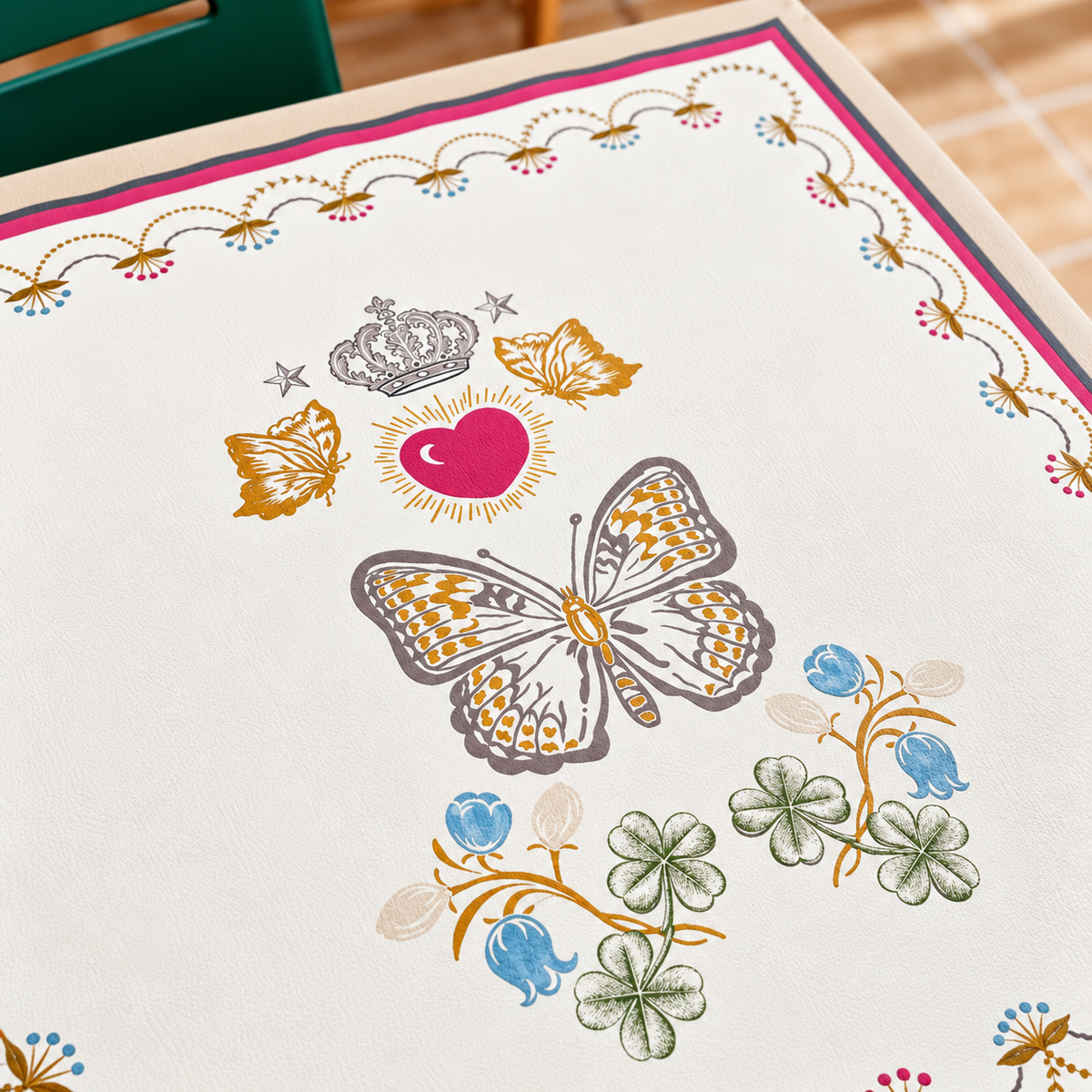 D'or Flower Leatherette Mahjong Mat by Club Mah Jenn