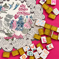 D'or Chinoise Leatherette Mahjong Mat (Magenta) by Club Mah Jenn