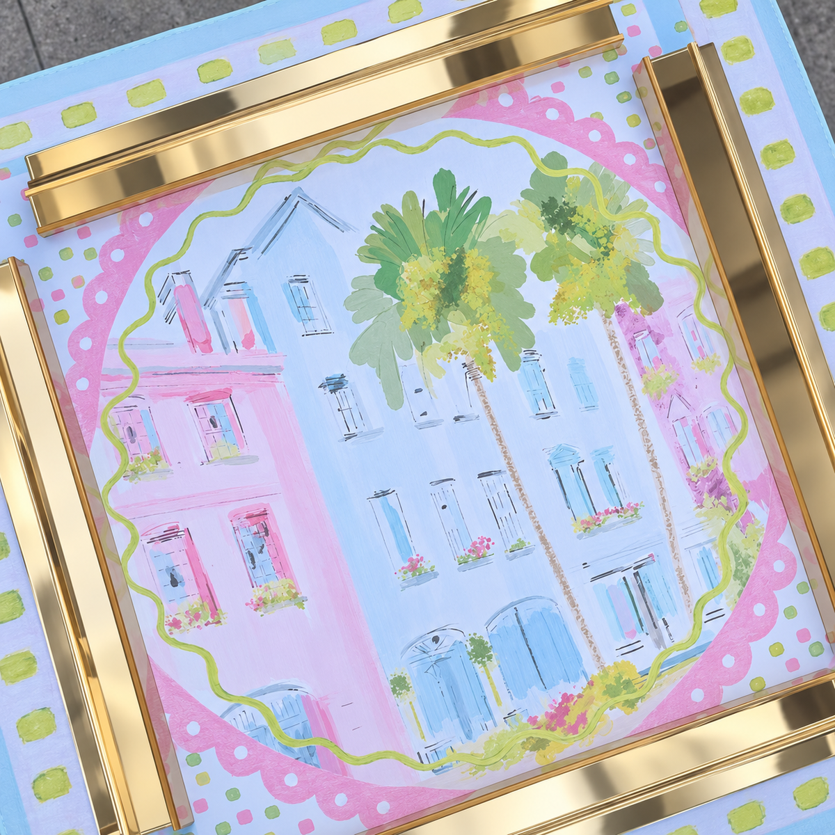 Rainbow Row Mahjong Mat by Rebecca Illustrated