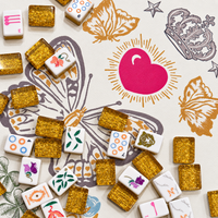 D'or Flower Leatherette Mahjong Mat by Club Mah Jenn