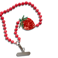 Solar Eclipse Hand-painted Strawberry Gemstone Bracelet Phone Chain