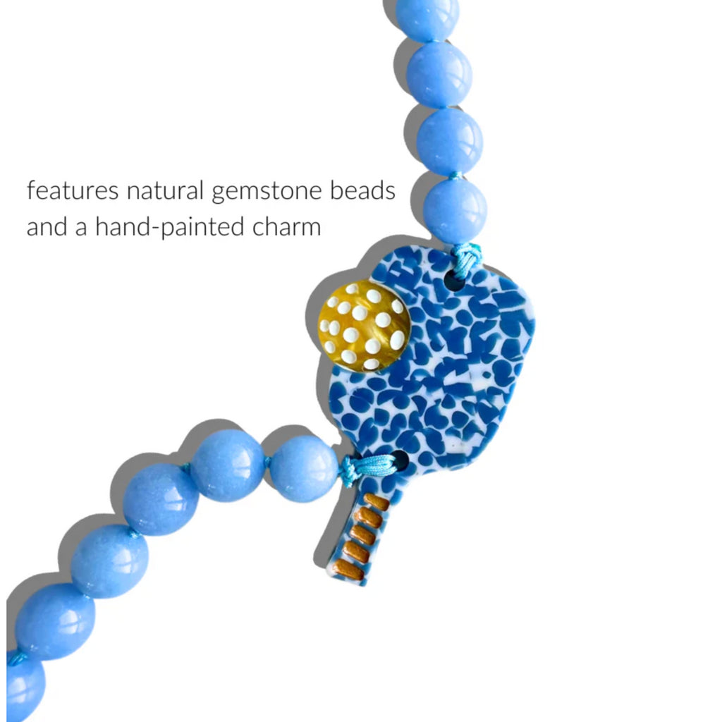 Hand-painted Pickleball Gemstone Bracelet Phone Chain