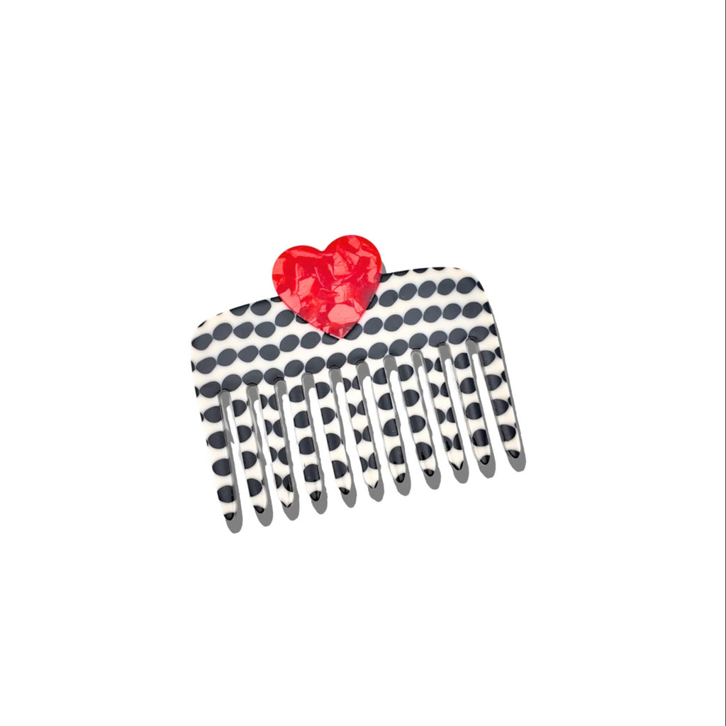 Hand-painted Polka Dot Heart Pocket Comb