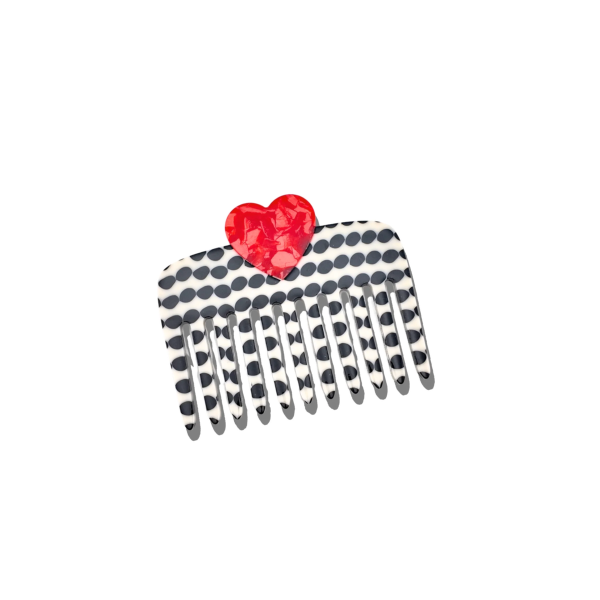 Solar Eclipse Hand-painted Polka Dot Heart Pocket Comb