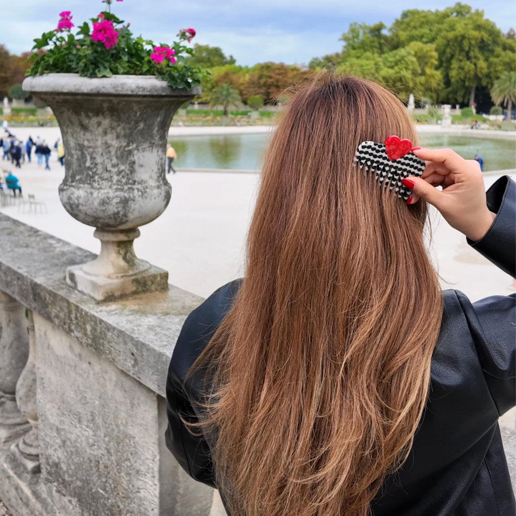 Hand-painted Polka Dot Heart Pocket Comb