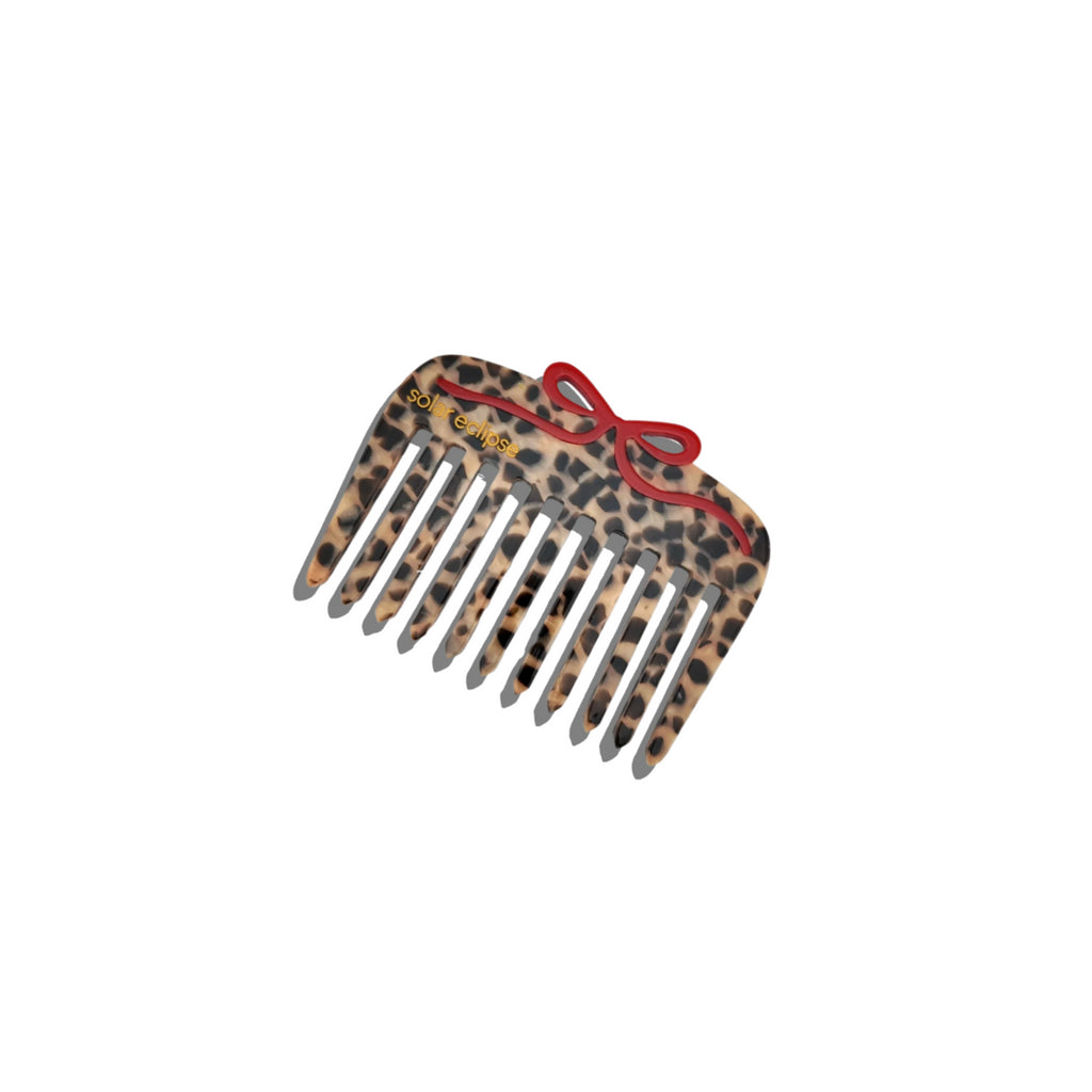 Hand-painted Leopard Bow Pocket Hair Comb | Eco-Friendly