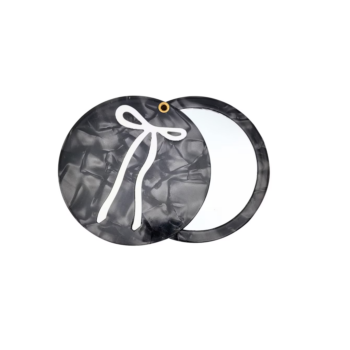 Solar Eclipse Hand-Painted French Bow Compact Mirror