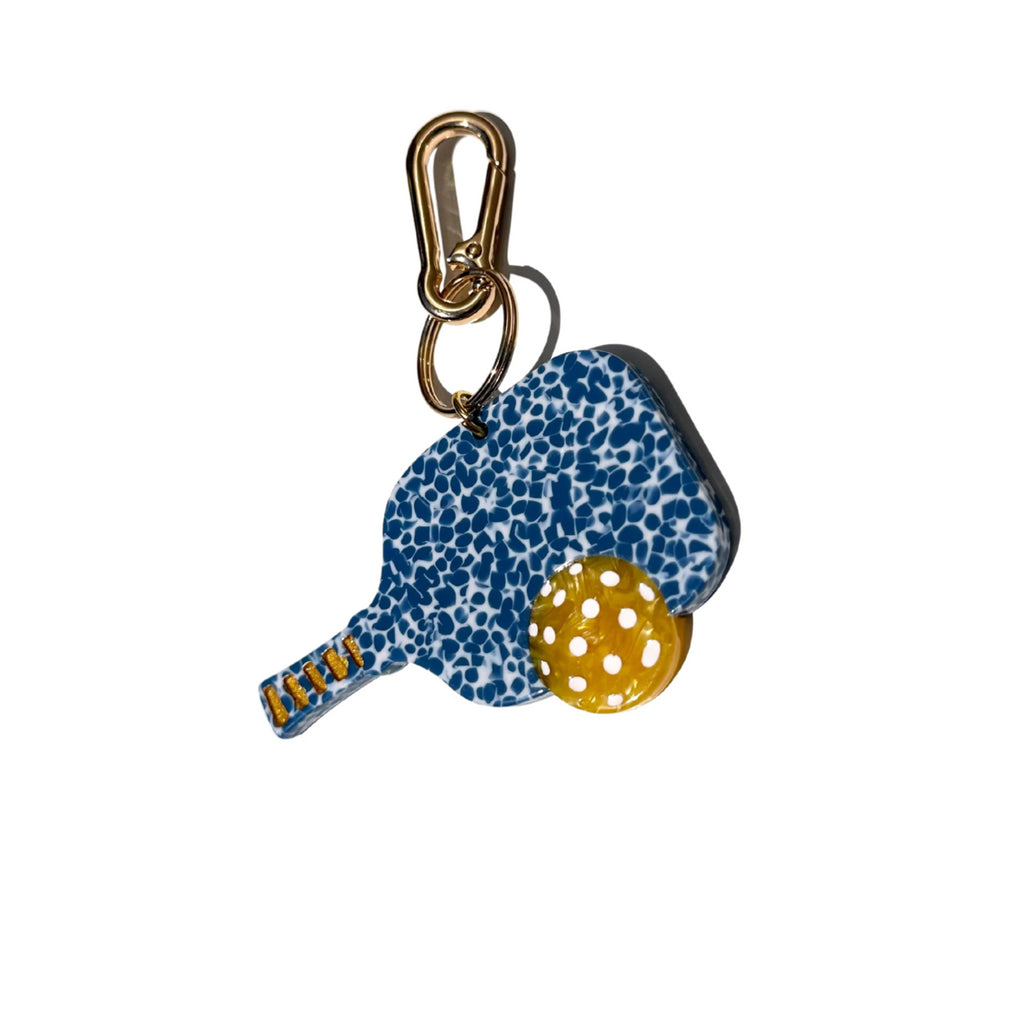 Hand-painted Pickleball Bag Charm + Keychain | Eco-Friendly