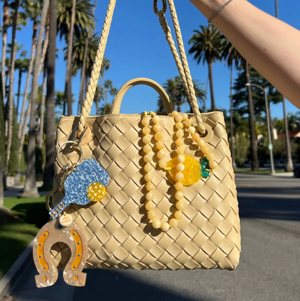 Hand-painted Pickleball Bag Charm + Keychain | Eco-Friendly