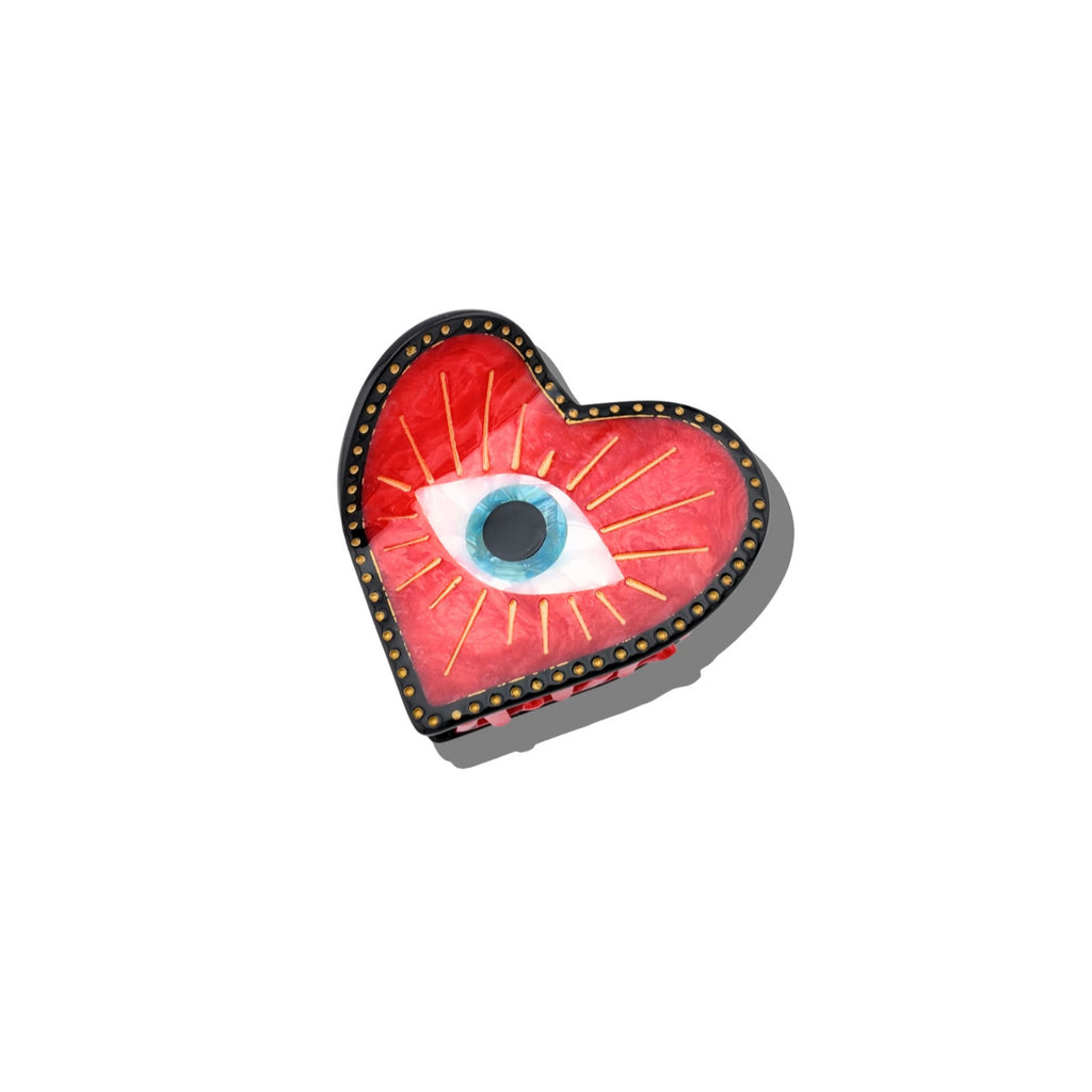 Hand-painted Lucky Eye Heart Hair Claw Clip | Eco-Friendly