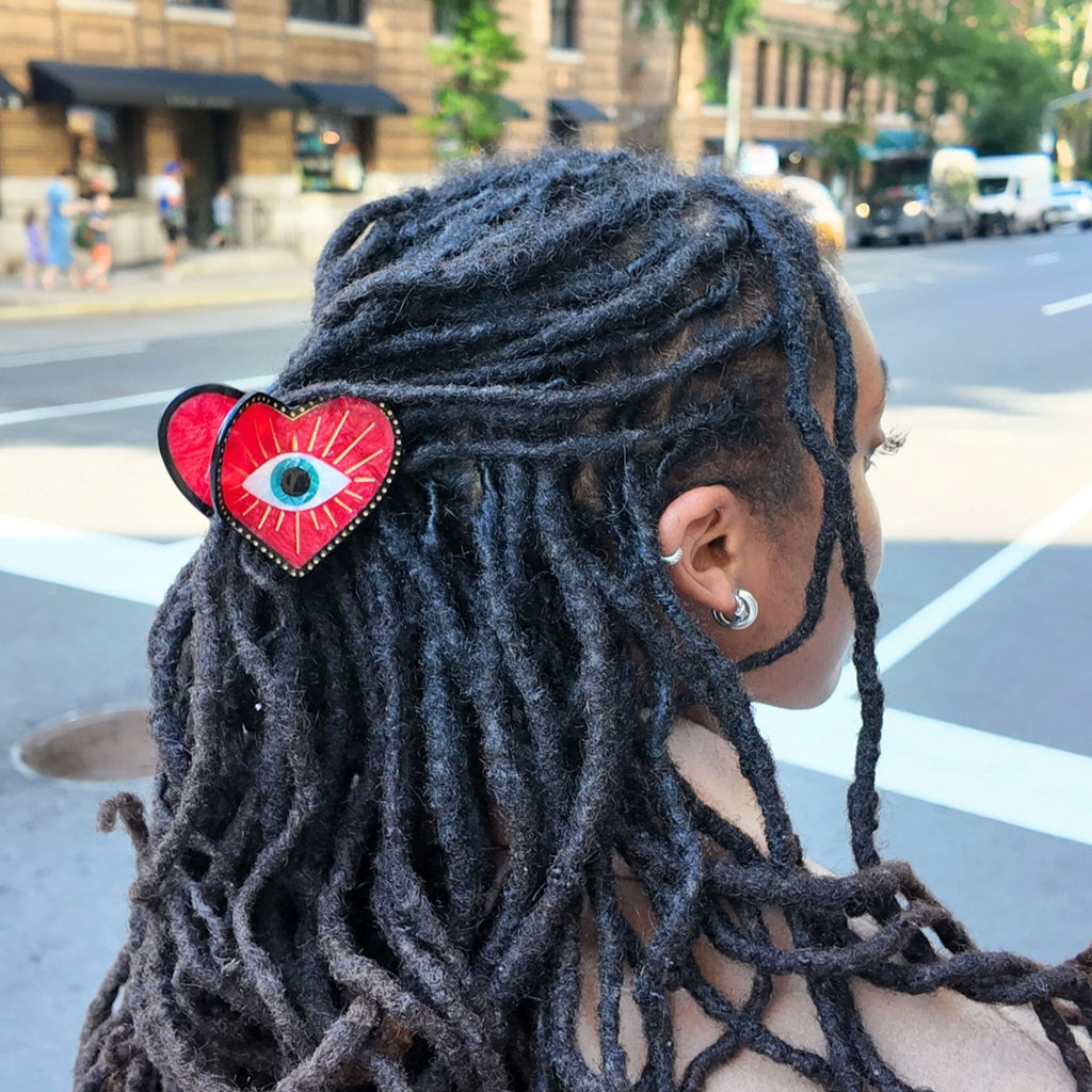 Hand-painted Lucky Eye Heart Hair Claw Clip | Eco-Friendly