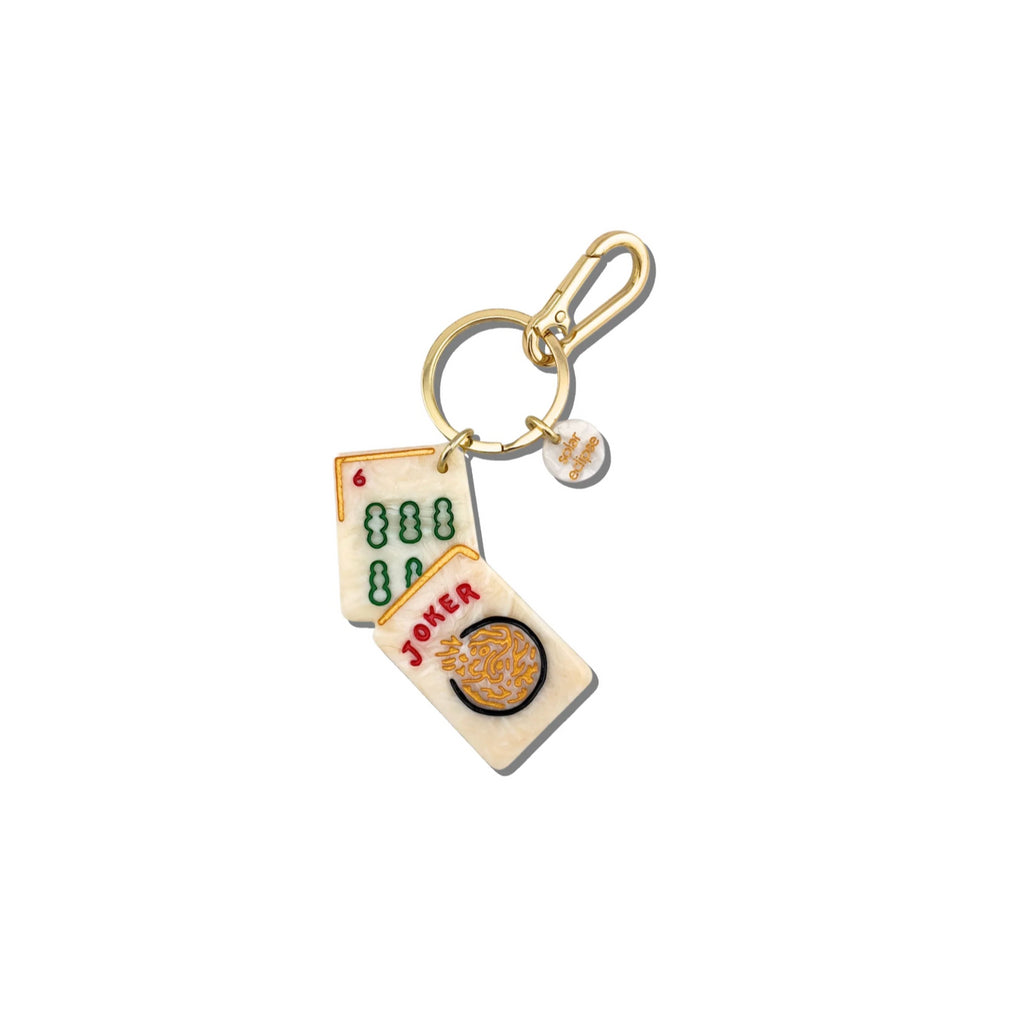 Hand-painted Mahjong Bag Charm + Keychain | Eco-Friendly