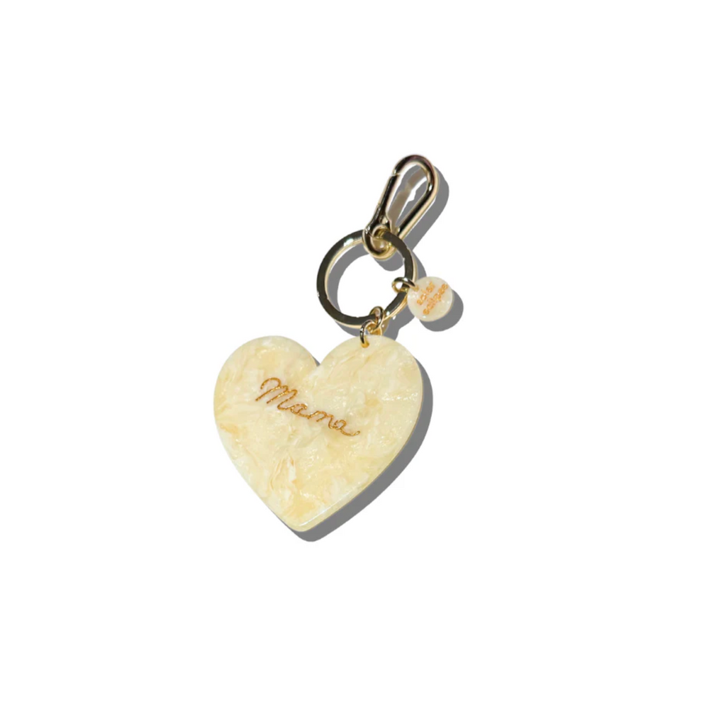 Hand-Painted Mama Heart Acetate Bag Charm + Keychain | Eco-Friendly