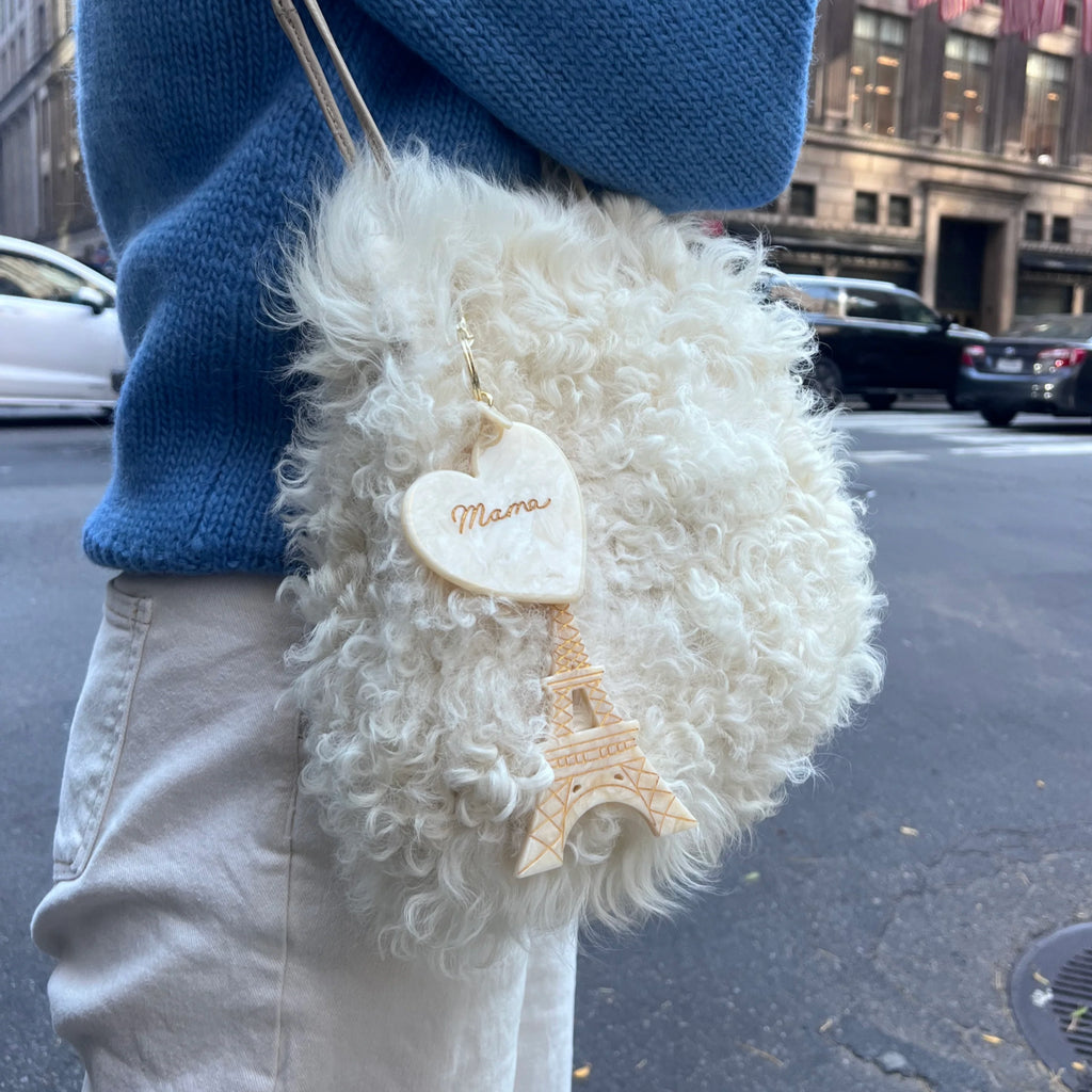 Hand-Painted Mama Heart Acetate Bag Charm + Keychain | Eco-Friendly