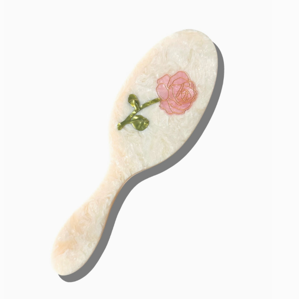 Hand-Painted Spring Rose Amazing Hair Day Brush | Eco-Friendly