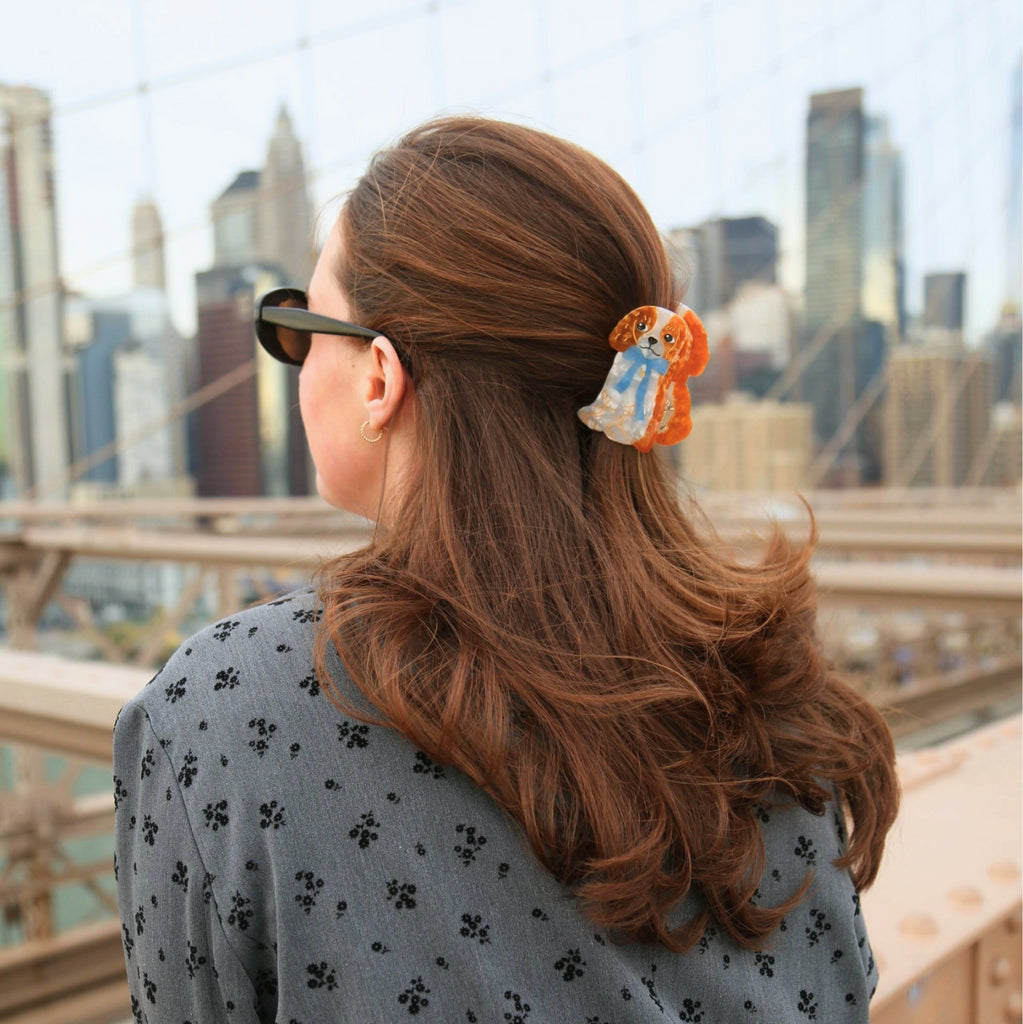 Hand-Painted King Charles Claw Clip | Eco-Friendly