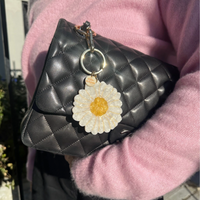 Solar Eclipse Hand-Painted Daisy Bag Charm & Keychain | Eco-Friendly
