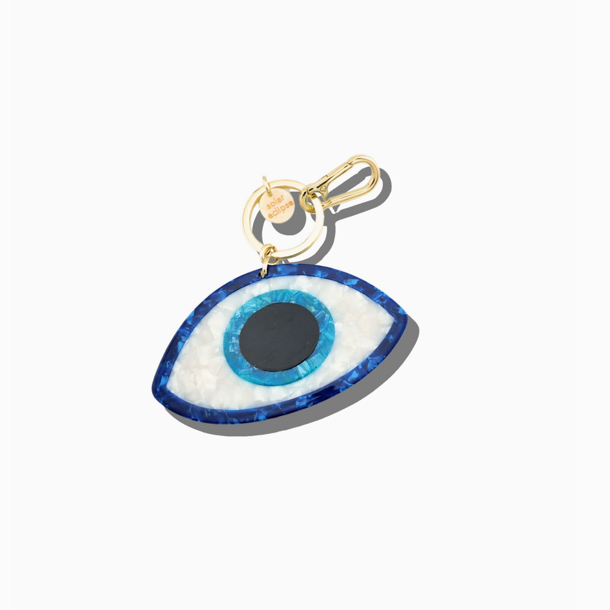 Solar Eclipse Hand-Painted Evil Eye Bag Charm & Keychain | Eco-Friendly