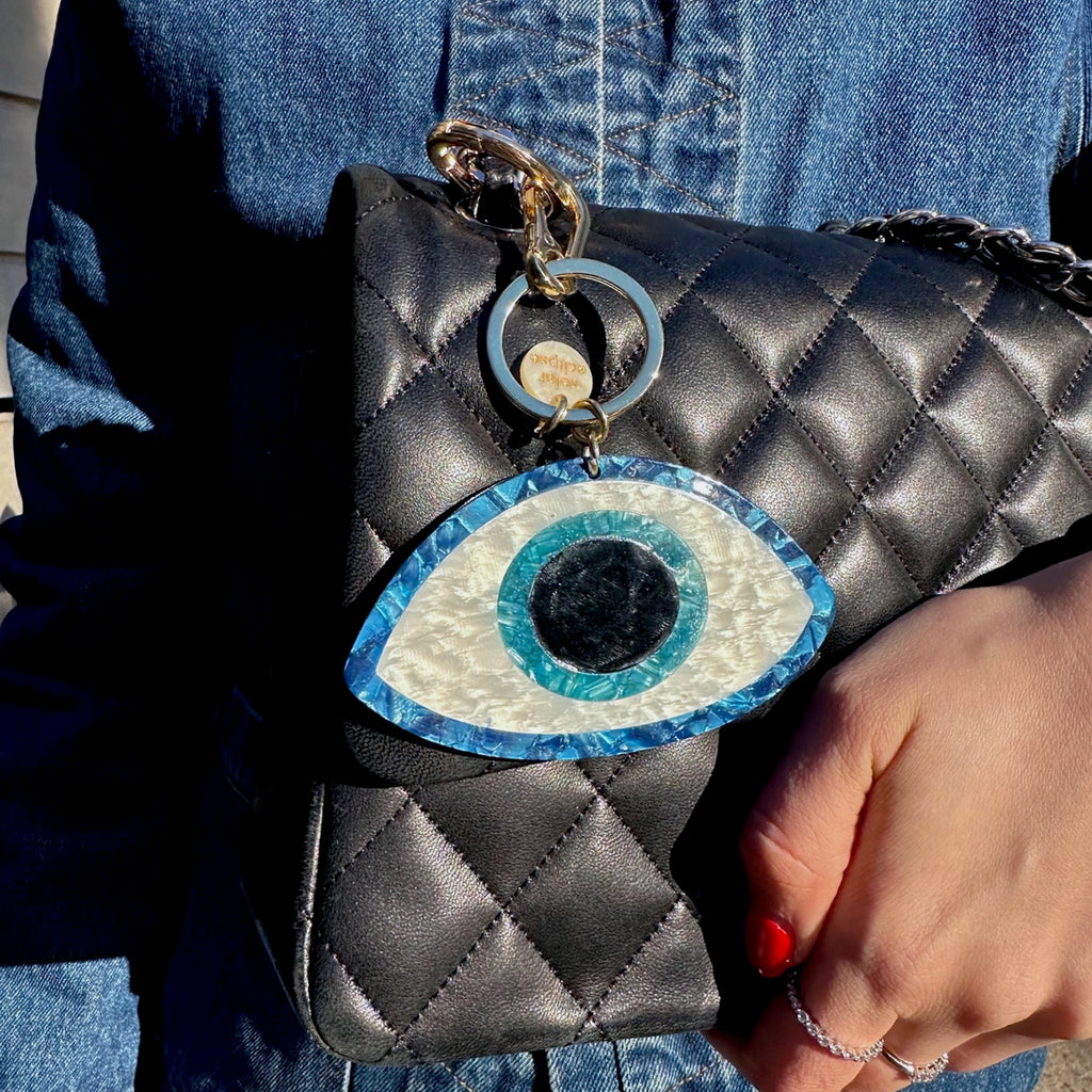 Hand-Painted Evil Eye Bag Charm & Keychain | Eco-Friendly