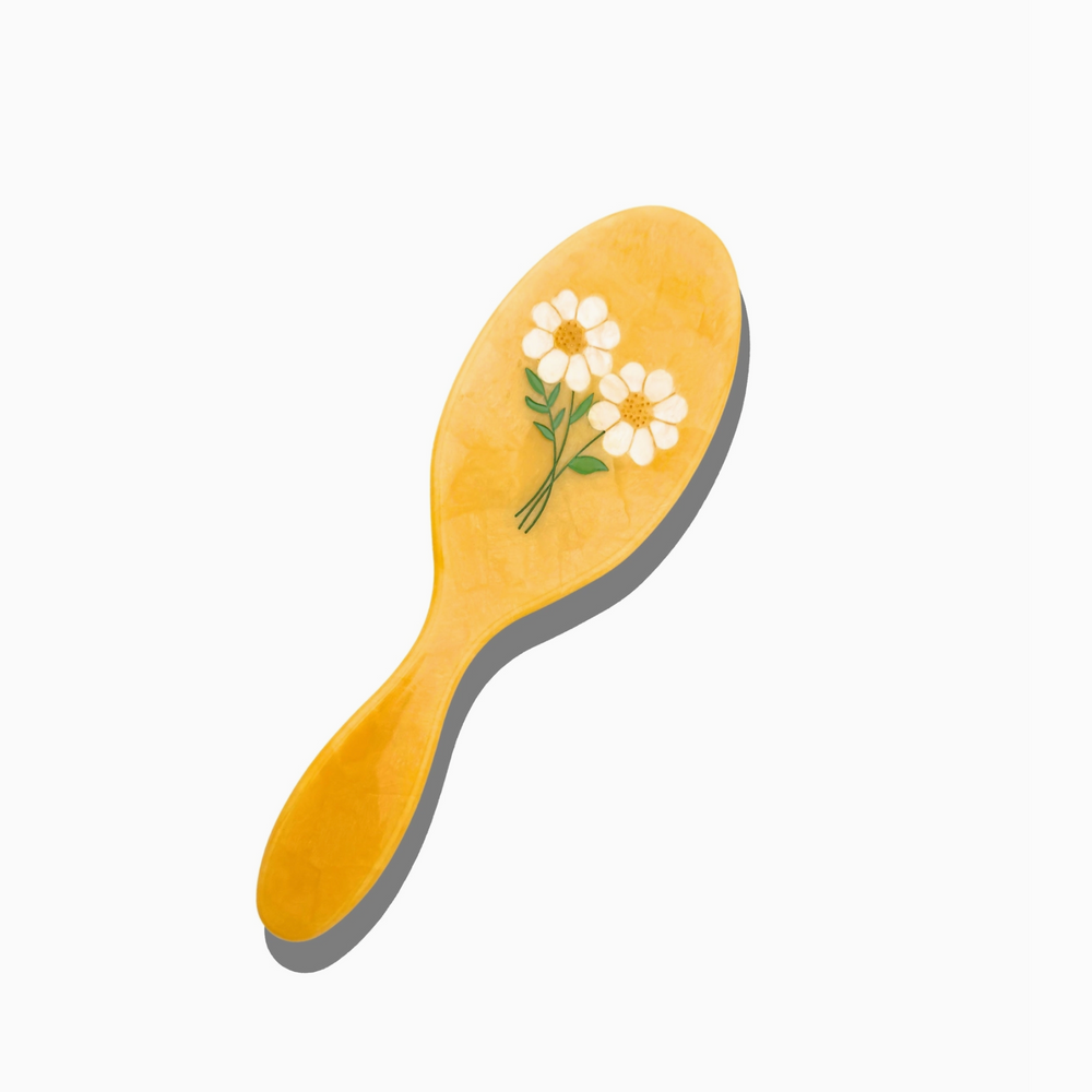 Solar Eclipse Hand-Painted Daisy Stem Amazing Hair Day Brush | Eco-Friendly