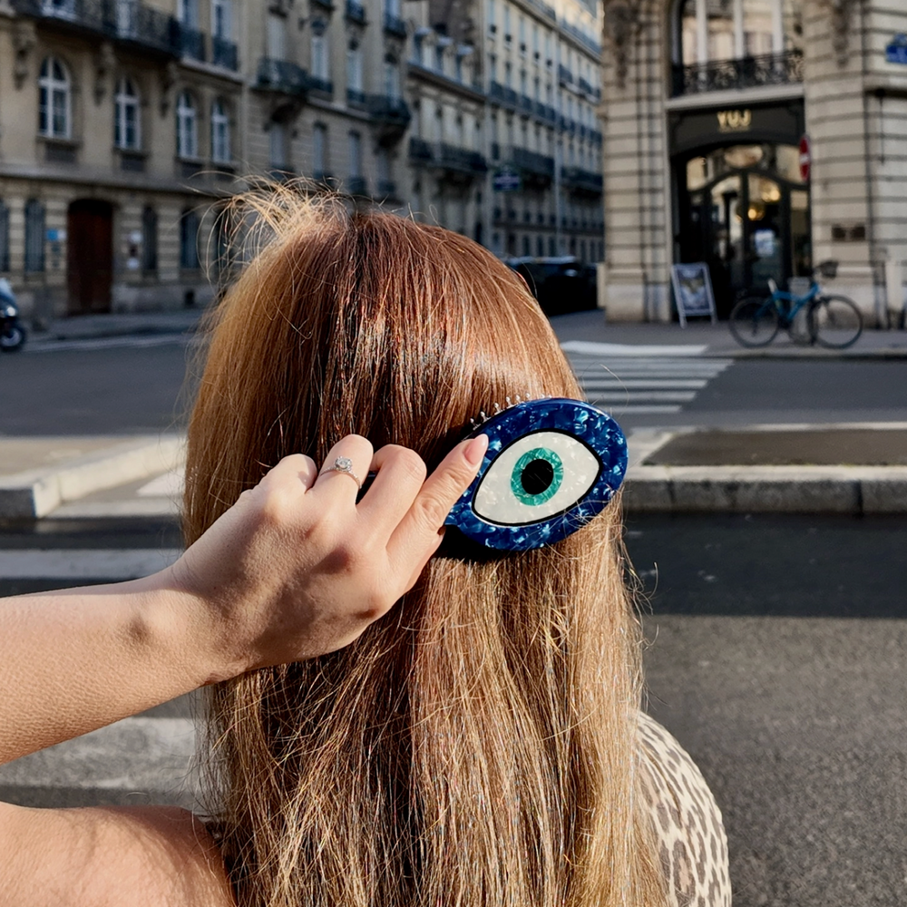 Solar Eclipse Hand-Painted Evil Eye Handbag Hero Brush | Eco-Friendly - View 2