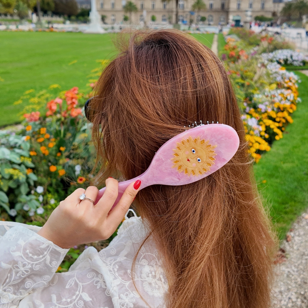 Solar Eclipse Hand-Painted Celestial Sun Amazing Hair Day Brush | Eco-Friendly - View 2
