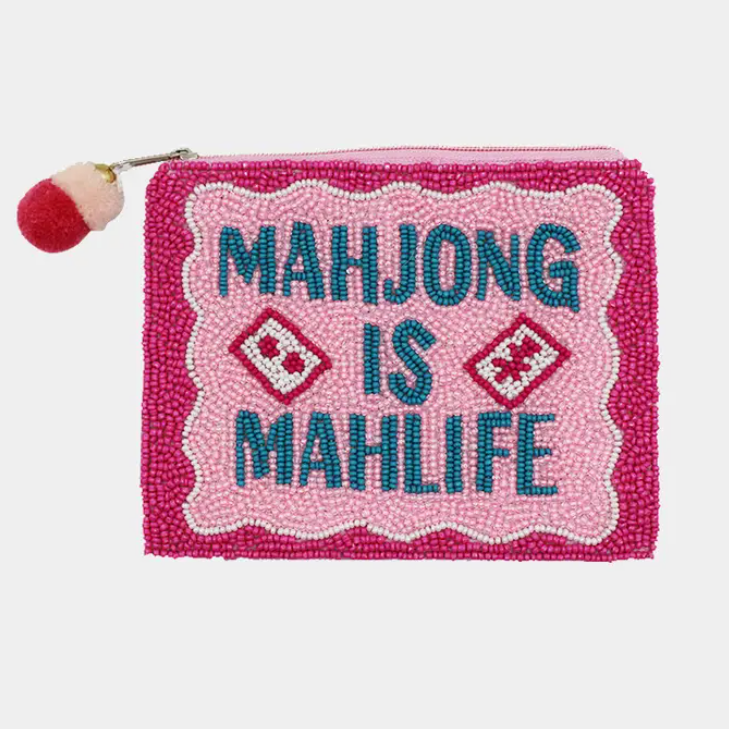 Mahjong Is Mahlife Beaded Coin Pouch