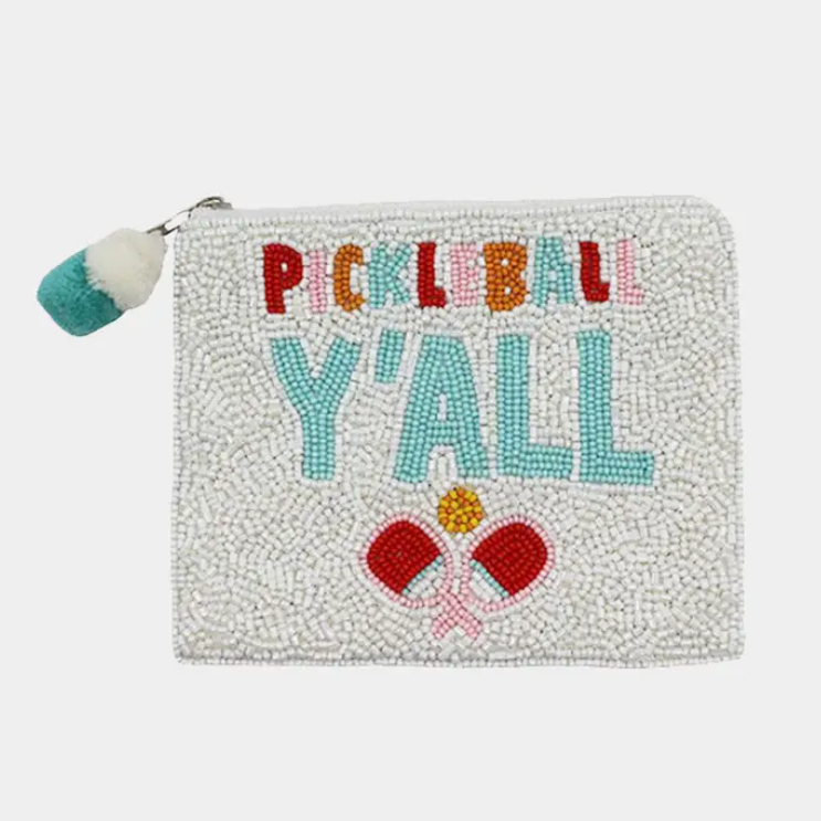 "Pickleball Y'all" Beaded Coin Pouch