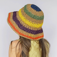 Braided Raffia Bucket Hat Rainbow