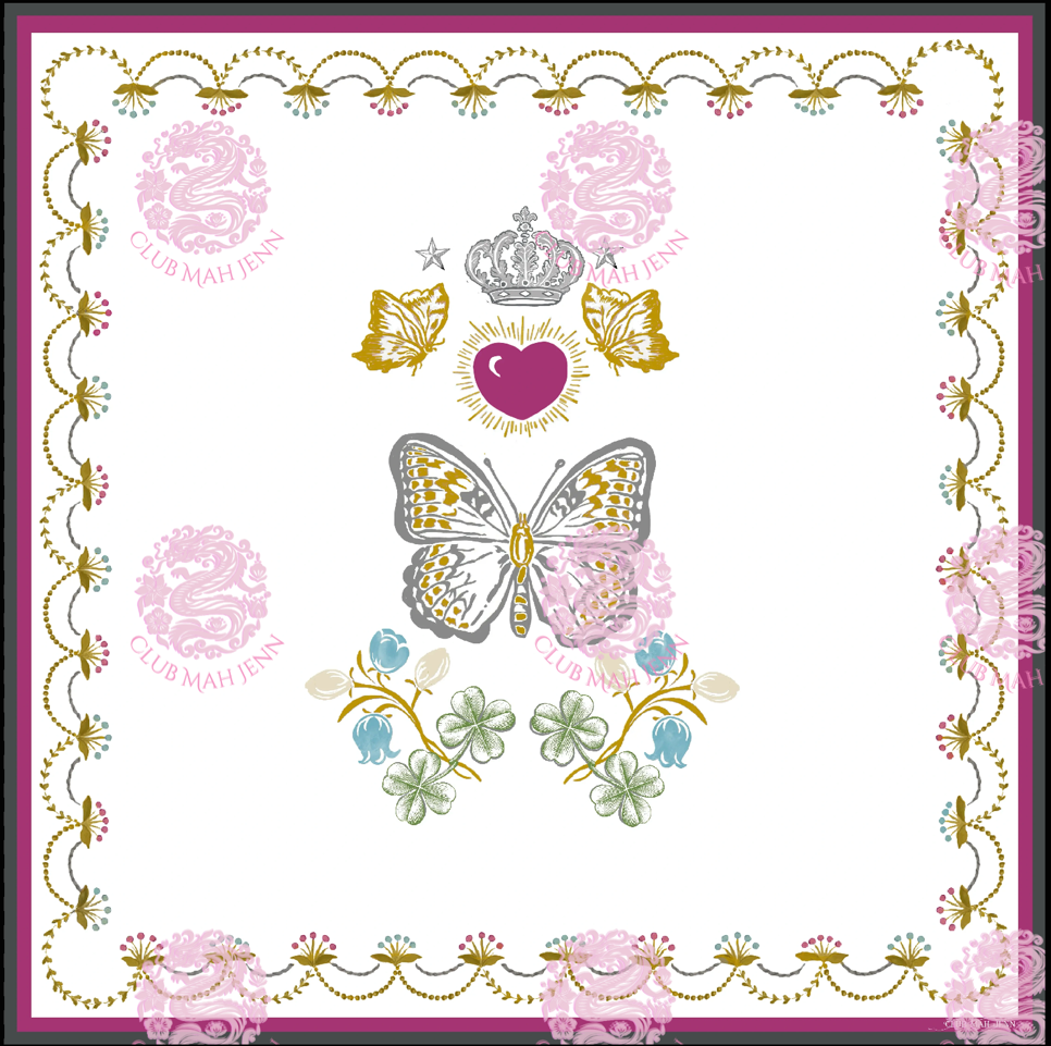D'or Flower Leatherette Mahjong Mat by Club Mah Jenn**PREORDER**