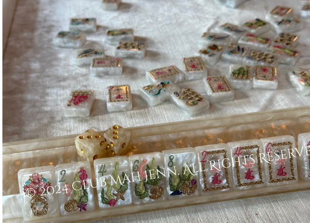 Sirens Mother of Pearl Luxury Mahjong Set by Club Mah Jenn**PREORDER**