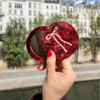 Solar Eclipse Hand-Painted Vintage Bow Compact Mirror | Eco-Friendly