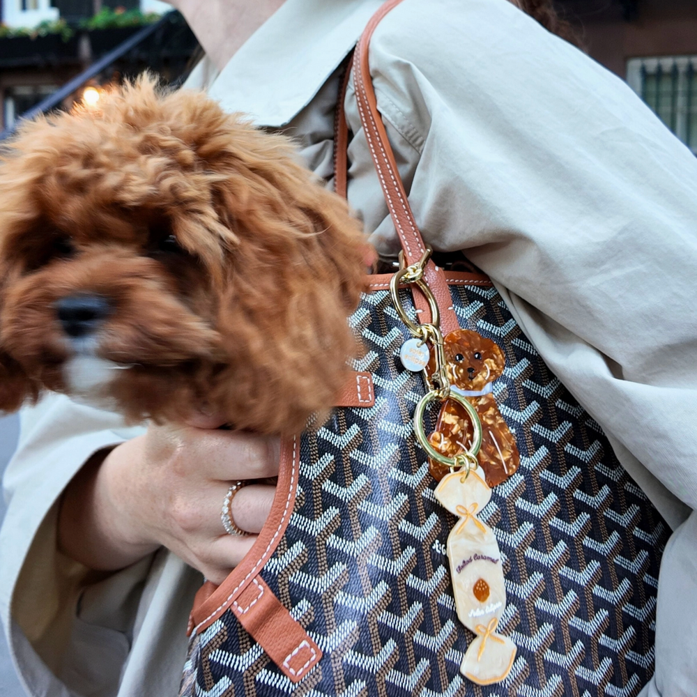 Solar Eclipse Hand-Painted Goldendoodle Bag Charm Keychain | Eco-Friendly - View 2